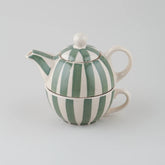 Striped Ceramic Kettle with Cup Tea Set - Eyaas